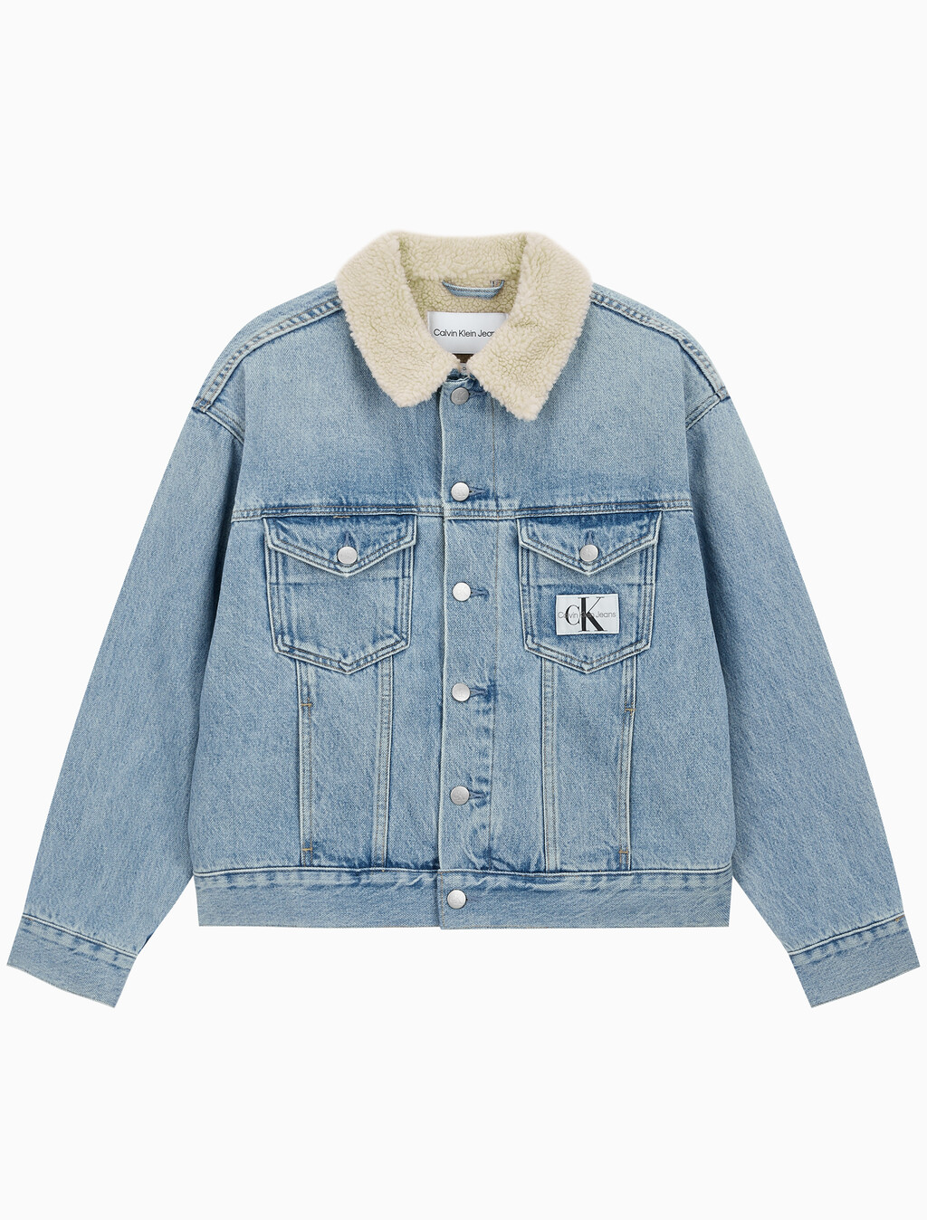 Buy 여성 쉐르파 데님 자켓 in color CHALKY BLUE