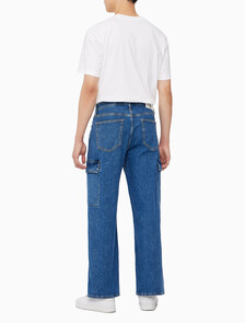 Buy 남성 90's 루즈핏 카고 데님 in color MID BLUE BACK EMBRO