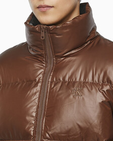 Buy 남녀공용 글로시 숏 푸퍼 in color DARK BROWN