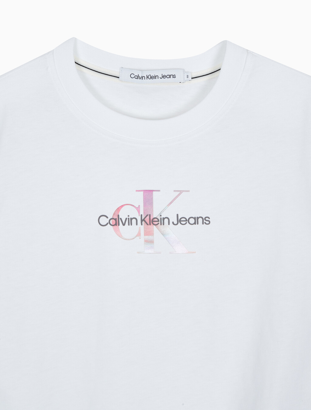 Buy 여성 모노그램 로고 모던 스트레이트핏 반팔 티셔츠 in color BRIGHT WHITE