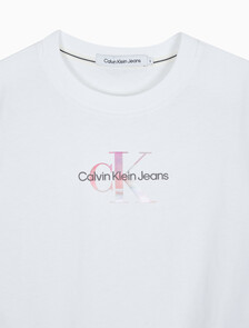 Buy 여성 모노그램 로고 모던 스트레이트핏 반팔 티셔츠 in color BRIGHT WHITE