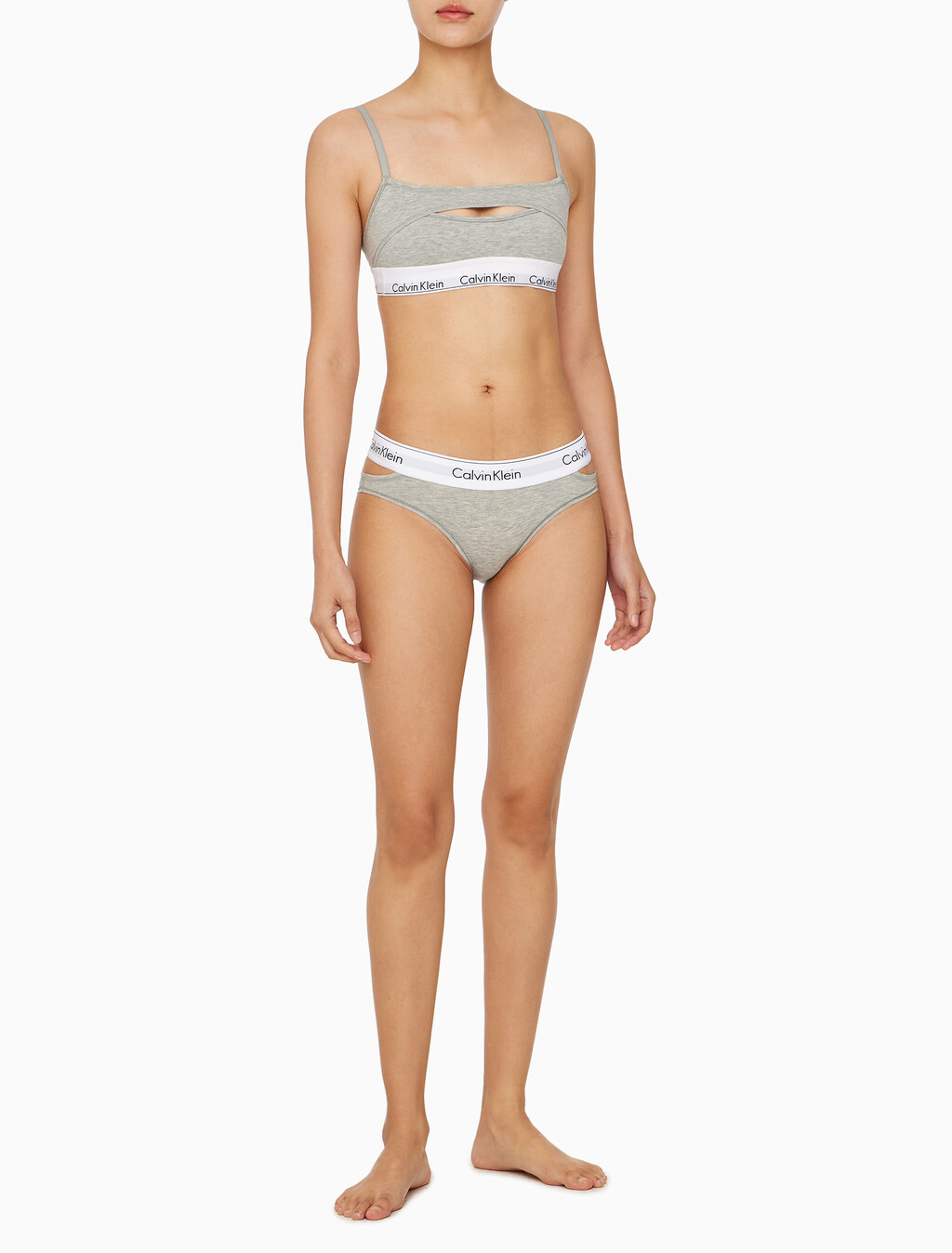 Buy 여성 모던코튼 디컨스트럭티드 AF 브라렛 in color GREY HEATHER