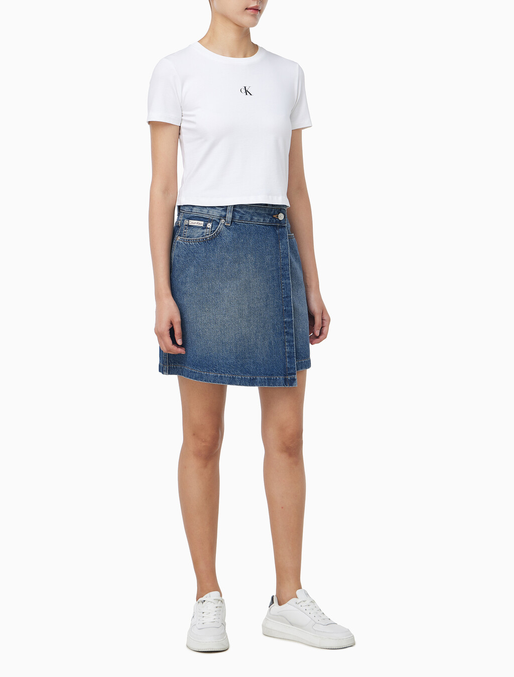 Buy 여성 데님 미니 랩 스커트 in color denim