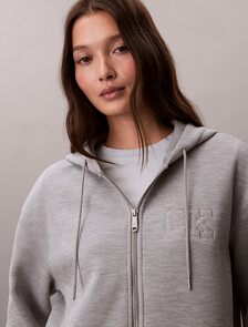 Buy 여성 릴렉스 크롭 집업 후디 스웻셔츠 in color HEROIC GREY HEATHER