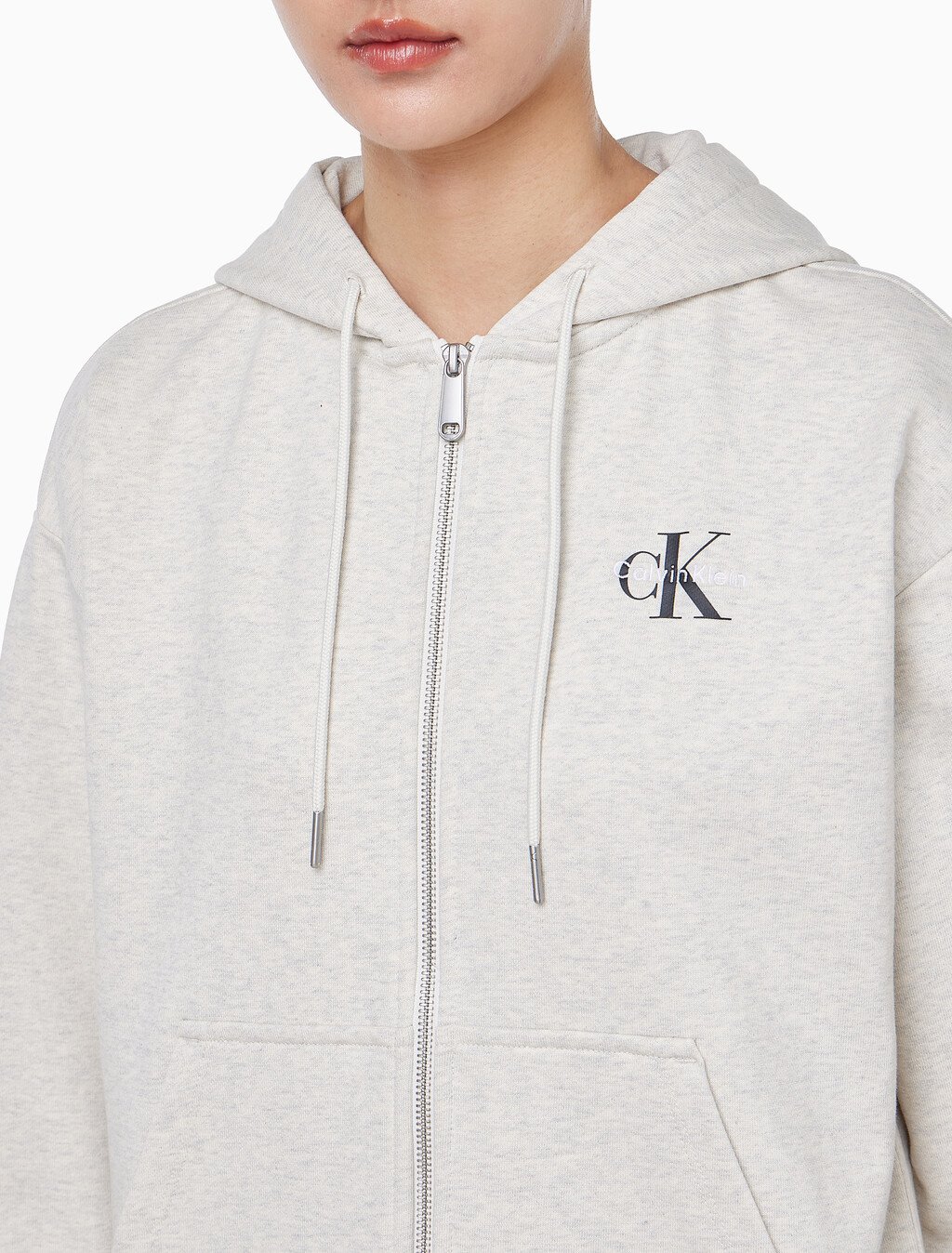 Buy 여성 모노그램 프렌치 태리 풀집업 후디 in color VANILLA HEATHER