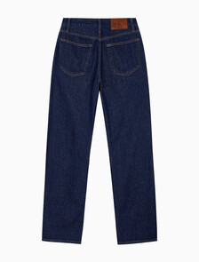 Buy 여성 90's 스트레이트핏 린스 린넨 데님 in color DARK INDIGO LINEN