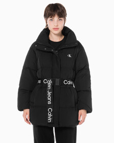 Buy 여성 벨트 롱 푸퍼 in color CK BLACK
