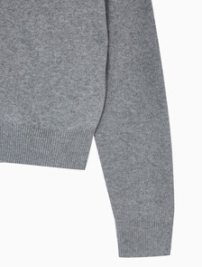 Buy 여성 브이넥 립 가디건 in color GREY