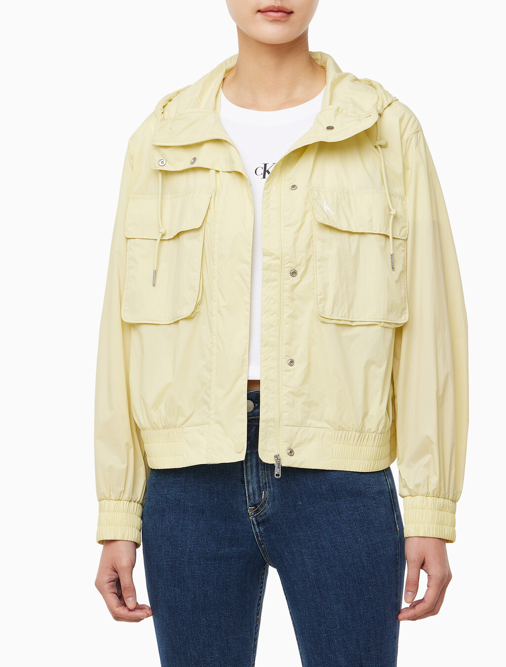 Buy 여성 크롭 후드 자켓 in color HAY