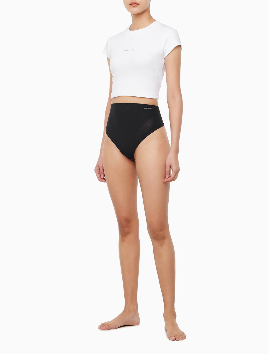 Buy 여성 스테이-풋 메쉬 메쉬 T팬티 in color BLACK