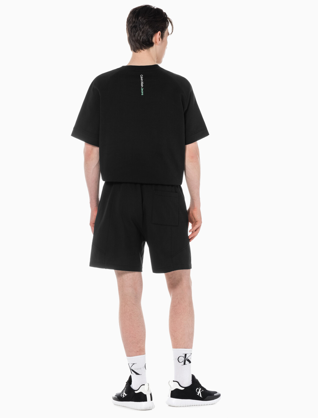 Buy 남성 시즈널 트리플 모노그램 스웨트 쇼츠 in color CK BLACK