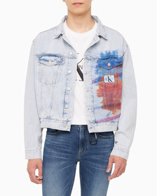 Buy 남성 오버사이즈핏 박시 크롭 데님 재킷 in color 028A CHALKY BLU