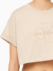 Buy 여성 모노그램 빅로고 크롭 반팔 티셔츠 in color CLASSIC BEIGE
