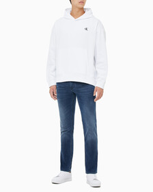 Buy 남성 아카이브 릴렉스핏 CK 스몰 로고 기모 후디 in color BRILLIANT WHITE
