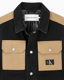 Buy 남성 캔버스 포켓 데님 베스트 in color WASHED BLACK LOGO LACE