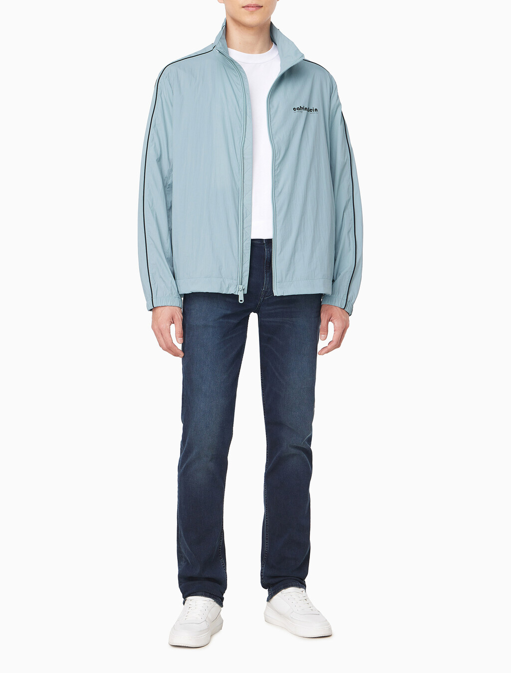 Buy 남성 릴렉스핏 스탠드 카라 트랙 자켓 in color STONE BLUE
