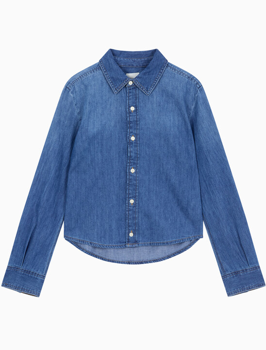 여성 크롭 인디고 L/S 셔츠