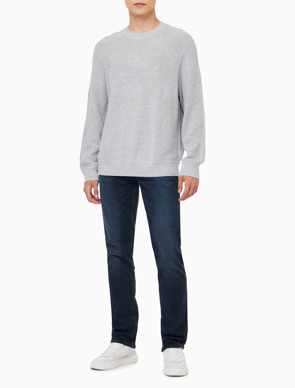 Buy 남성 AOP 니트 스웨터 in color LIGHT GREY HEATHER