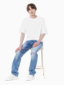 Buy 남성 90's 스트레이트핏 미드블루 이탈리안 데님 in color CHALKY BLUE