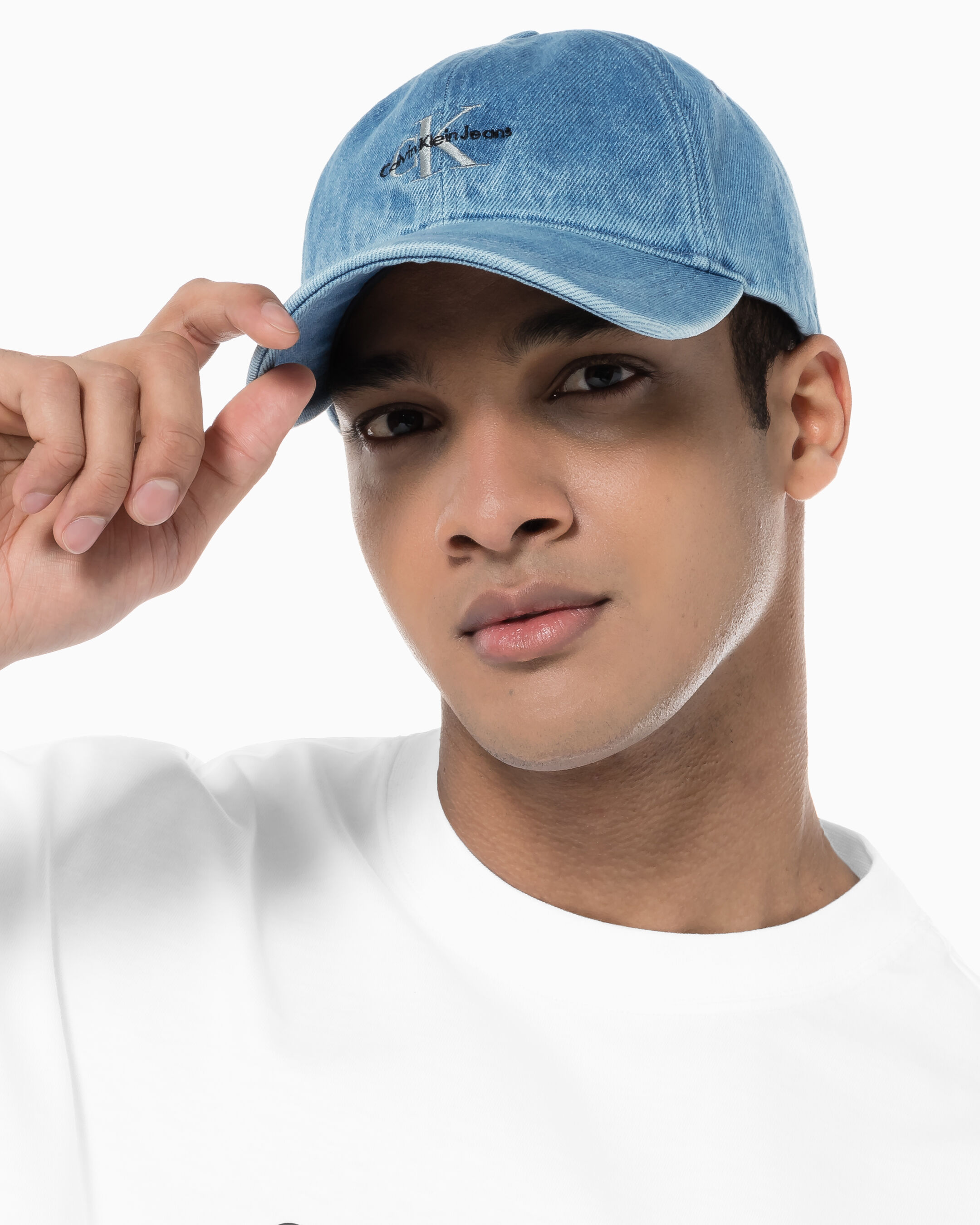 キャップ ^ ^ Unisex CKJ Denim Ball Cap HX0278 458 HX027845 CALVIN KLEIN JEANS 남녀공용 CKJ 데님 볼캡 블루 , HX0278458