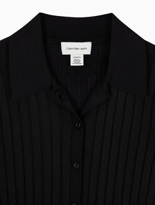 Buy 여성 실키 크롭 베이비 폴로 셔츠 in color BLACK
