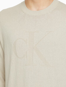 Buy 남성 CK 인타르시아 믹스 스티치 스웨터 in color BEIGE