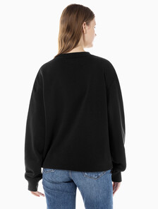 Buy 남녀공용 릴렉스핏 스몰 모노그램 로고 기모 스웨트셔츠 in color CK BLACK