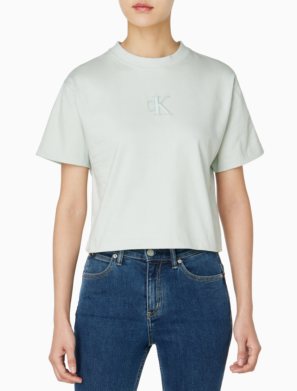 Buy 여성 크롭 반팔 티셔츠 in color MINT