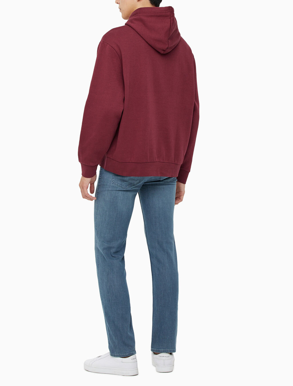 Buy 남성 롱슬리브 아카이브 플리스 후디 in color DEEP RED