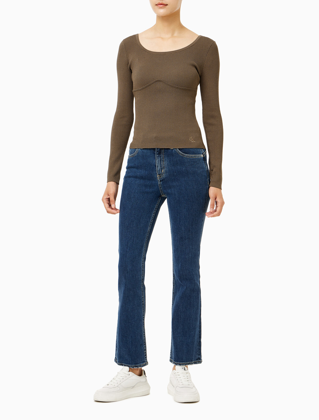 Buy 여성 립 스웨터 in color BROWN