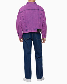 Buy 남성 박시 데님 자켓 in color MID BLUE BACK EMBRO