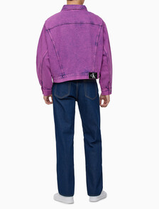 Buy 남성 박시 데님 자켓 in color MID BLUE BACK EMBRO