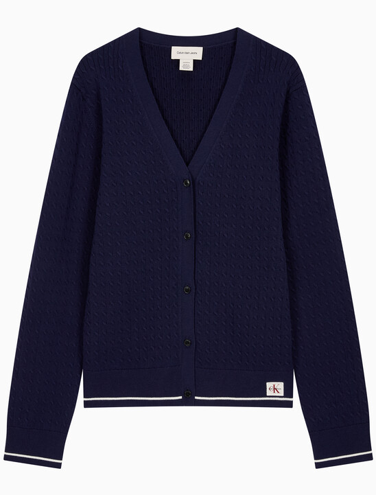 여성 우븐라벨 케이블 가디건