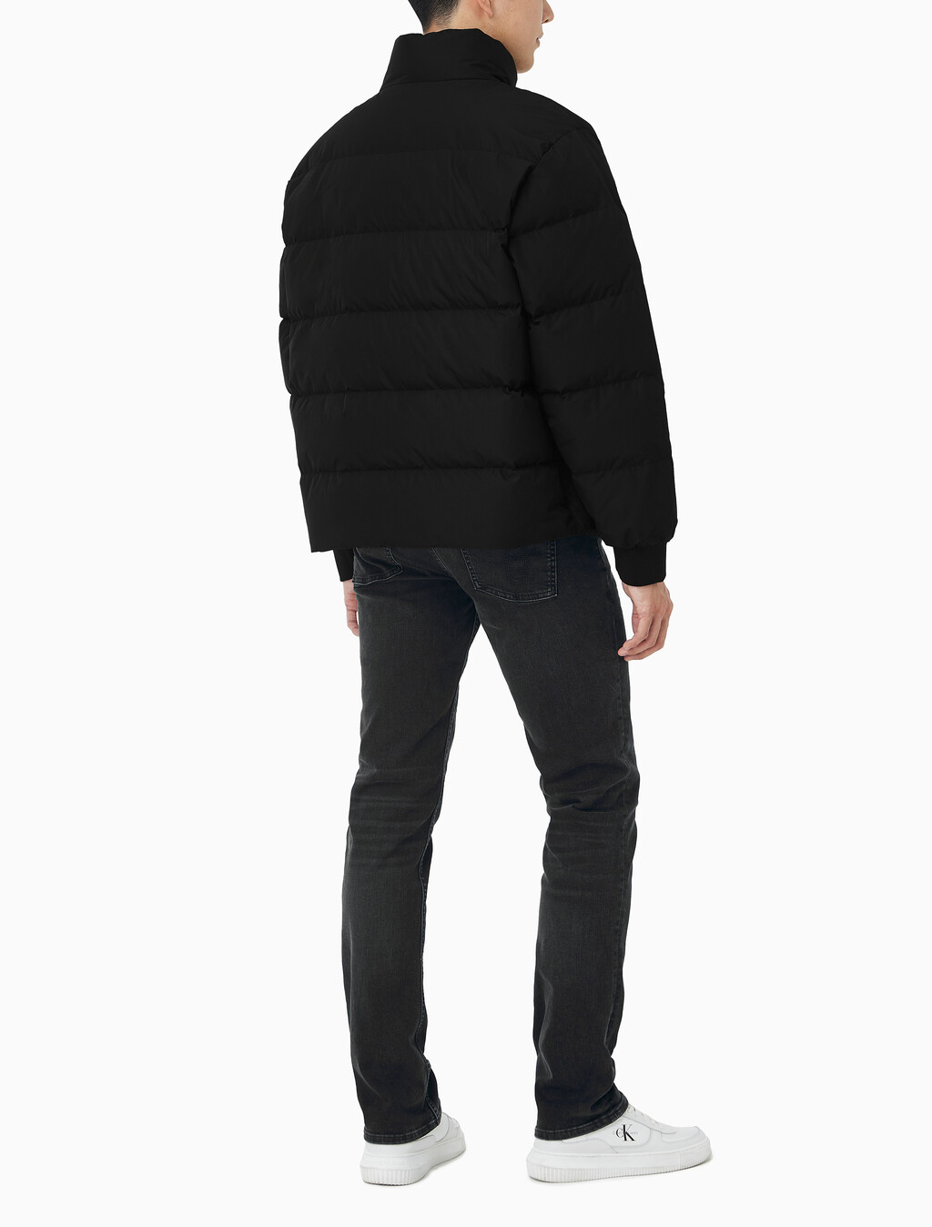 Buy 남성 셔닐 스탠드 카라 다운 푸퍼 자켓 in color BLACK
