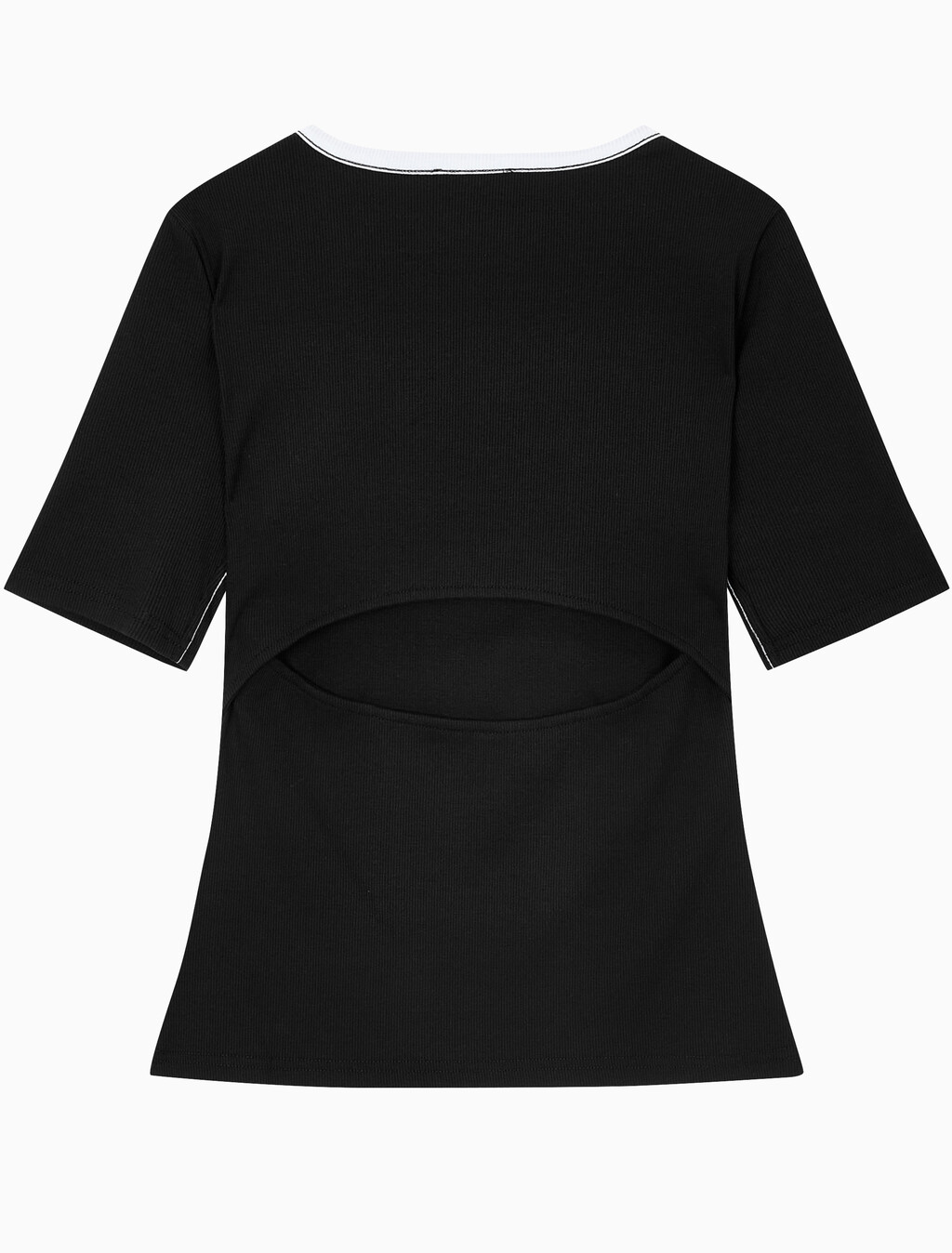 Buy 여성 베이비립 스쿱 컷아웃 탑 in color BLACK