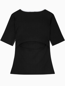 Buy 여성 베이비립 스쿱 컷아웃 탑 in color BLACK