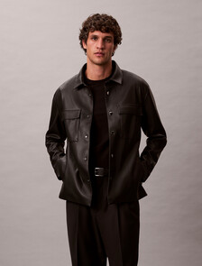 Buy 남성  페이크 레더 셔츠 자켓 in color BLACK