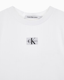 Buy 여성 로고 뱃지 크롭 반팔 티셔츠 in color BRIGHT WHITE