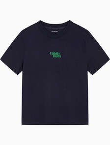 Buy 여성 플럭 로고 반팔 티셔츠 in color BARITONE BLUE