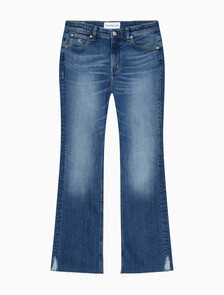 Buy 여성 하이라이즈 부츠핏 미드블루 데님 in color BLUE BLACK HANGER LOOP