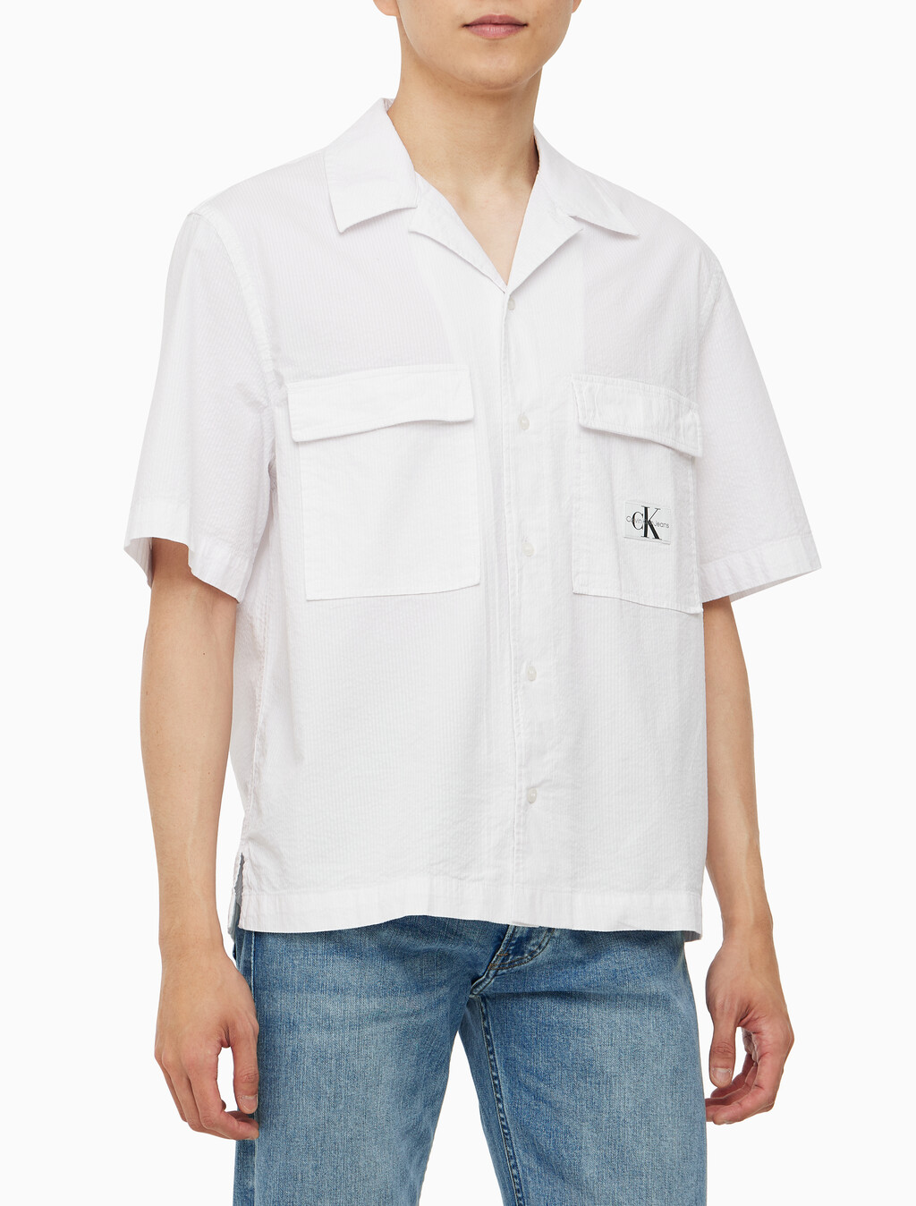 Buy 남성 릴렉스핏 시어서커 반팔 셔츠 in color BRIGHT WHITE