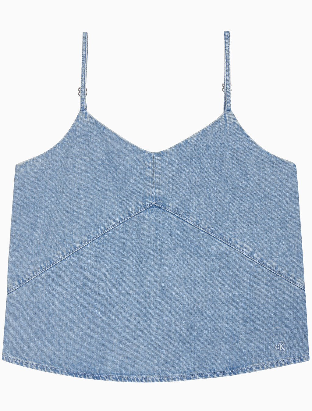 Buy 여성 린넨 라이트블루 데님 탱크 탑 in color AARON INDIGO