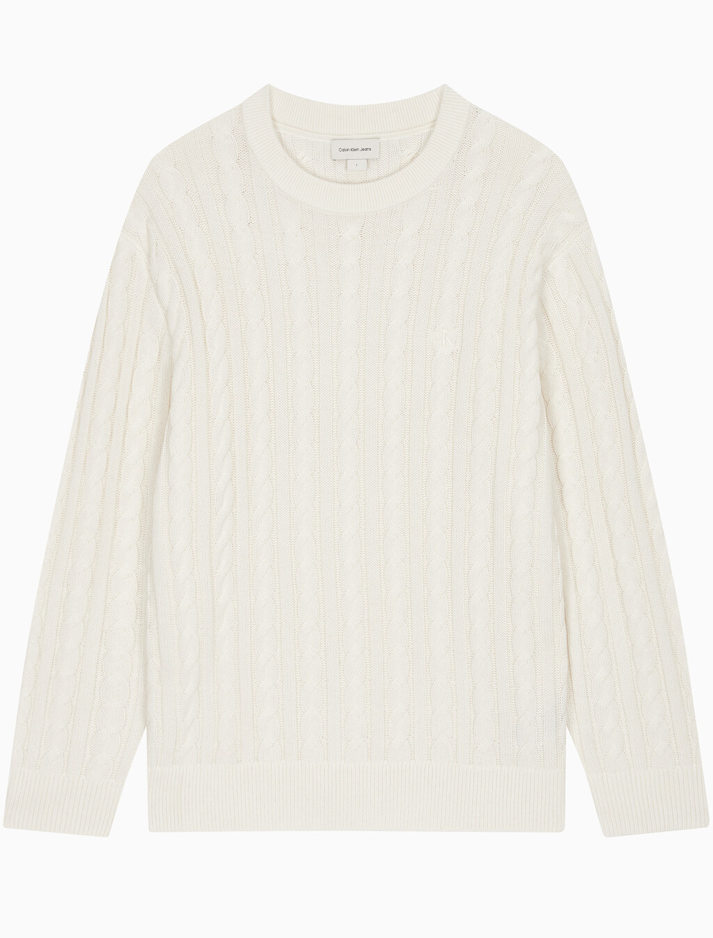 Buy 남성 케이블 크루넥 스웨터 in color WHITE