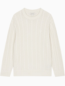 Buy 남성 케이블 크루넥 스웨터 in color WHITE