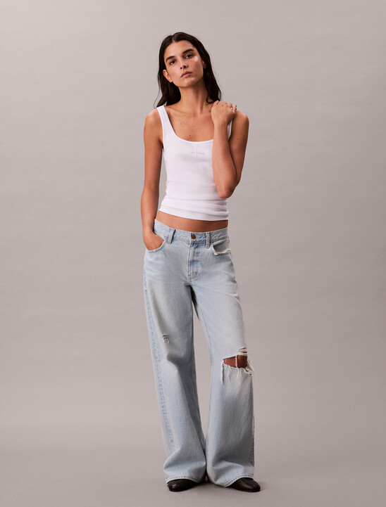 여성 모노로고 스쿱 립 탱크탑