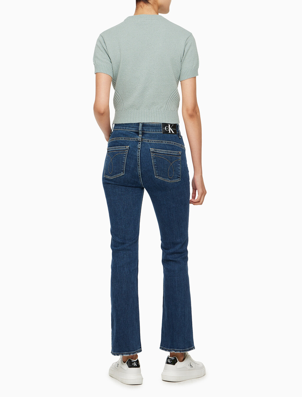 Buy 여성 크롭 반팔 스웨터 in color KHAKI GREY