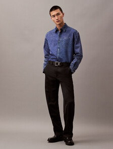 Buy 남성 롱슬리브 프린티드 데님 셔츠 in color STONEWASHED DENIM PRINT