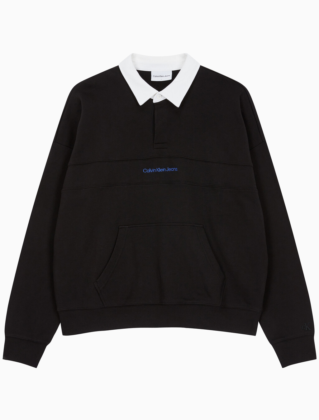 Buy 남성 롱슬리브 럭비 탑 in color CK BLACK