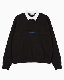 Buy 남성 롱슬리브 럭비 탑 in color CK BLACK