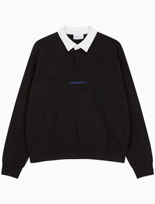 Buy 남성 롱슬리브 럭비 탑 in color CK BLACK